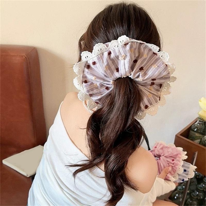 Lace Hair Rope Hair Bun Scrunchies Elastic Hair Rope Big Hair Scrunchy Heavy Duty HairBands Female Accessories
