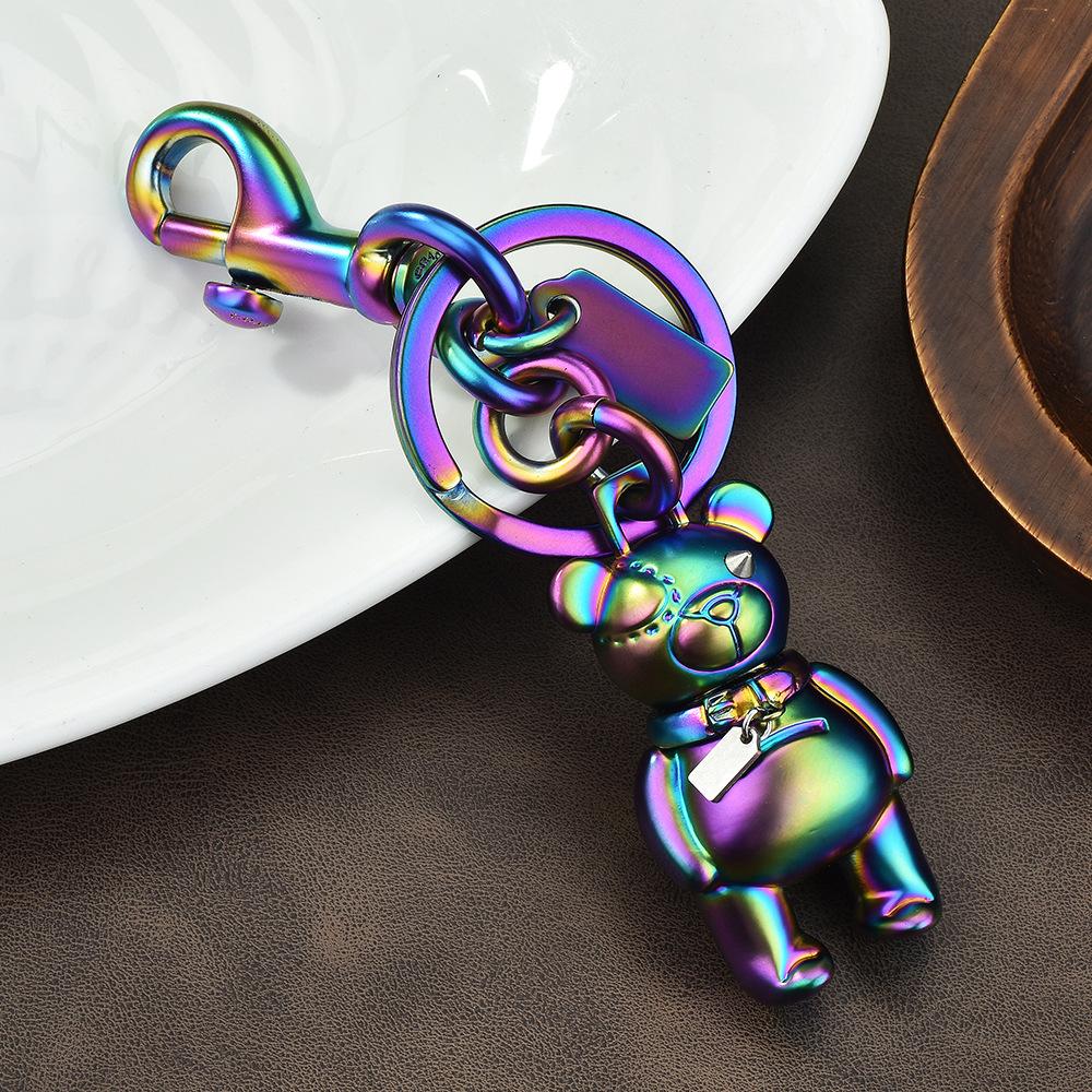 Creative Metal Colorful Bear Personalized Car Bag Key Pendant, Cartoon Bell Keychain Accessories