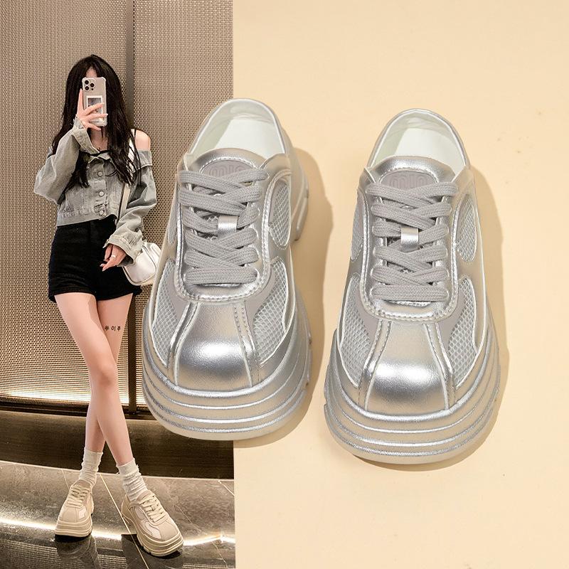 Baotou Dad Shoes Women's Thick Soles Increase In Height, One Pedal Big Head Shoes, German Training Casual Shoes, Small Non-slip Mesh Single Shoes