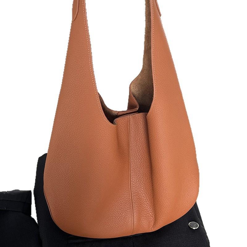 New Top Layer Cowhide High-end French Style Armpit Bag, Genuine Leather Shoulder Bag, Women's Commuting Style Tote Bag
