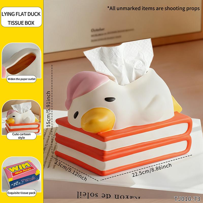 Lovely Cartoon Duck Resin Tissue Box Cover Decorative Napkin Holder for Home Living Room Tabletop Elegant Art Wall Display Item