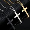 3 Colors Simple Stainless Steel Cross Pendant Necklace Hip Hop Style Christian Charm Necklace For Men Boys Jewelry Gifts