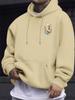 Ukiyo-e Style Auspicious Twin Koi Floral Wave Back Pattern Men Hip Hop Sports Hoodie Long Sleeve Loose Athletic Pullover