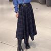 Winter 2025 Women's Versatile Slimming Plaid Asymmetrical Skirt - Style 3GA342201