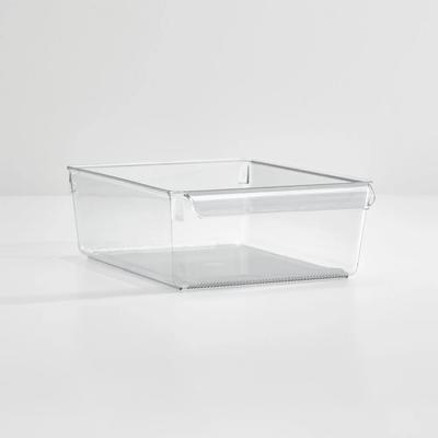 Recipient Organizator Transparent din Plastic pentru Depozitare Frigider și Congelator cu Mâner Soluție Portabilă pentru Depozitare Alimente Băuturi Produse Stivuibil