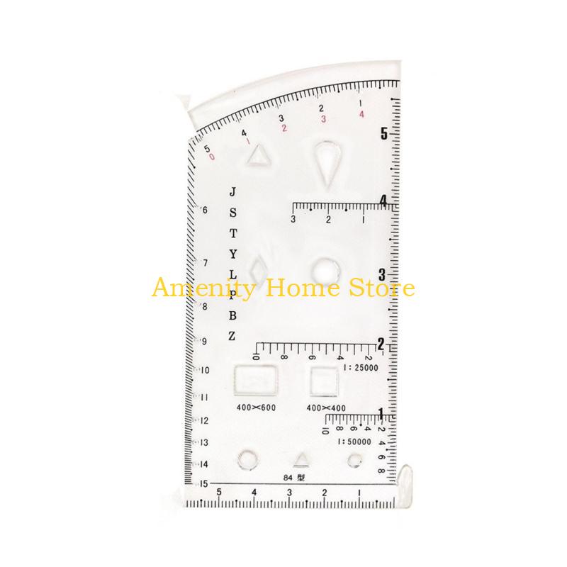 F26C Coordinate Scale Protractors Geometry Drawing Template Measuring Tool Navigation Topographical Map Scale Command Ruler