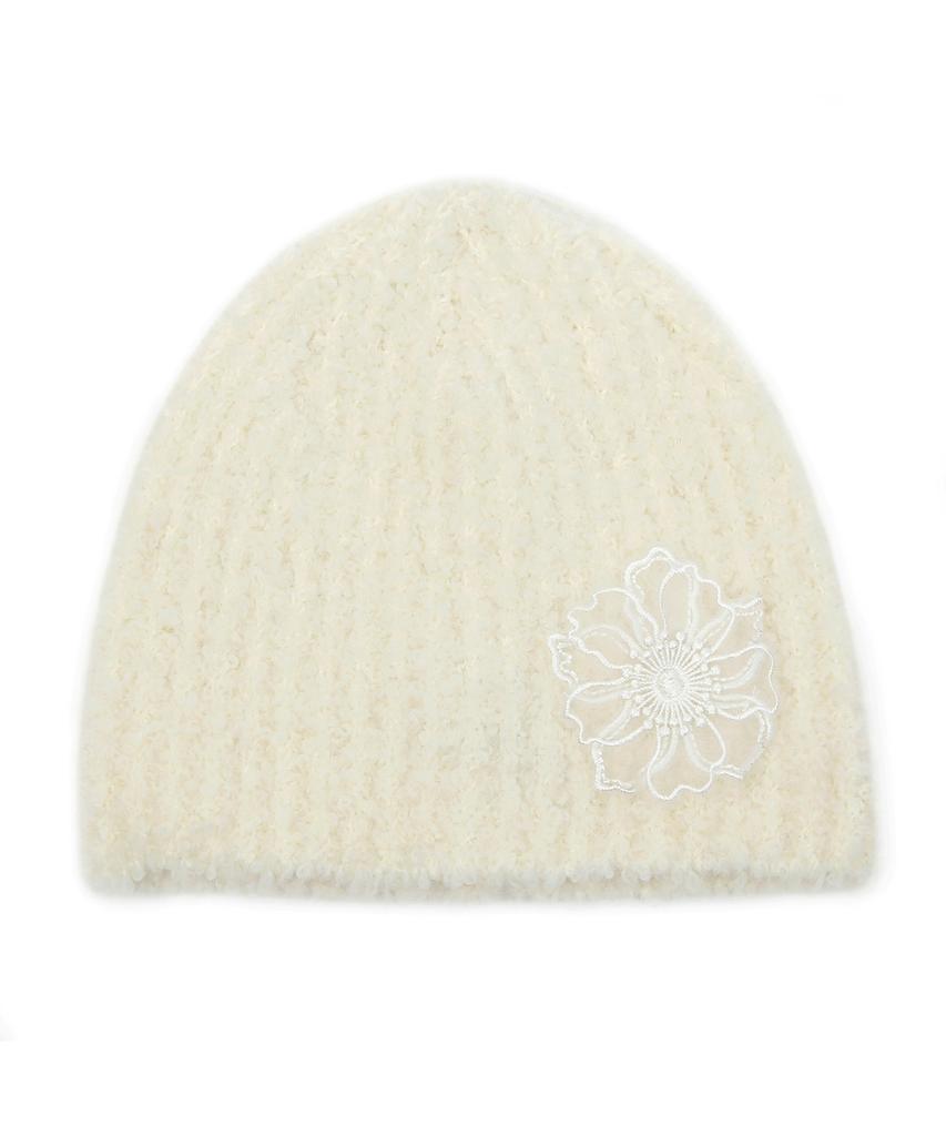 Eondeokeonteulolseutyudio Winter Boucle Beanie Flower Single Beanie / Mohair Boucle / Cream