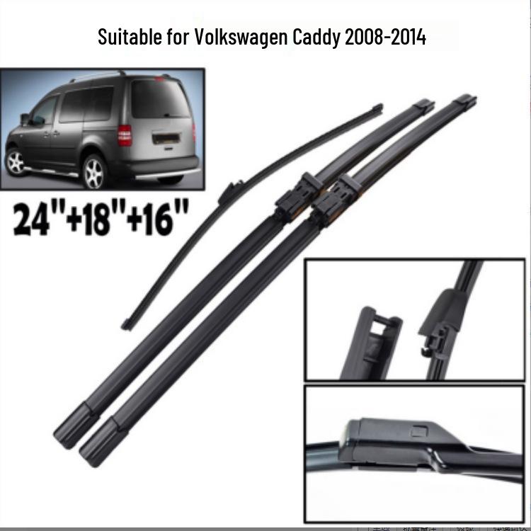 

Volkswagen Caddy 2008-2014 Front & Rear Boneless Wiper Blades Front Wiper Blade Set + Rear Wiper Blade