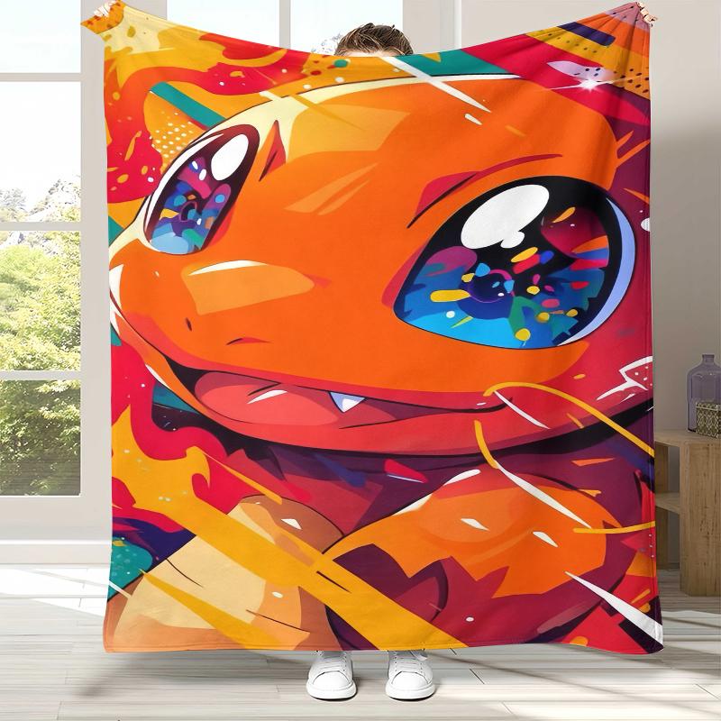 Charizard Charmander Pokemon Flannel Blanket,Ultra Soft Warm Plush Throw for Home Bedroom Bed Sofa Cover Office Camping Picnic