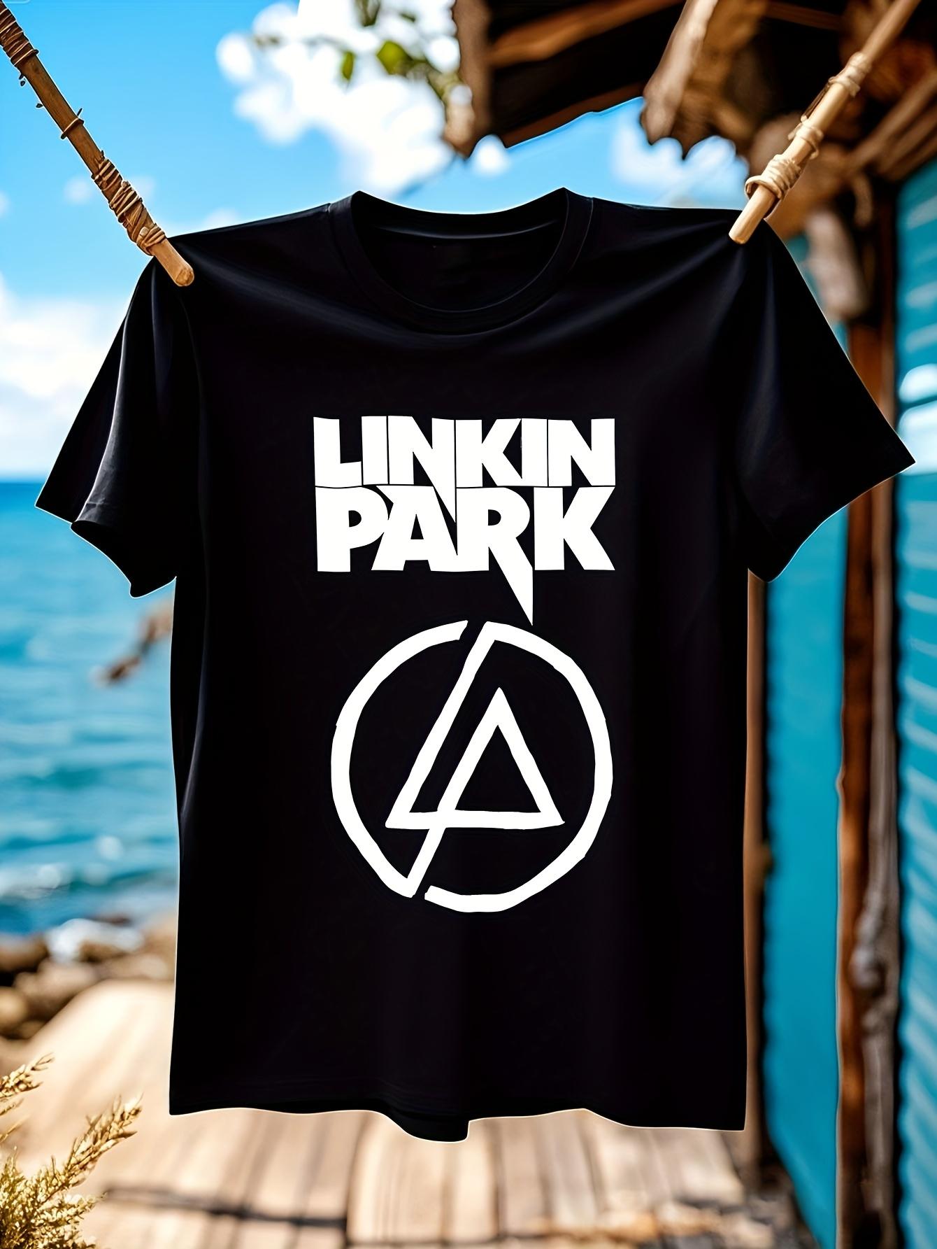Linkin Park Official Band Logo Graphic T-shirt - Unisex Black with White Print M