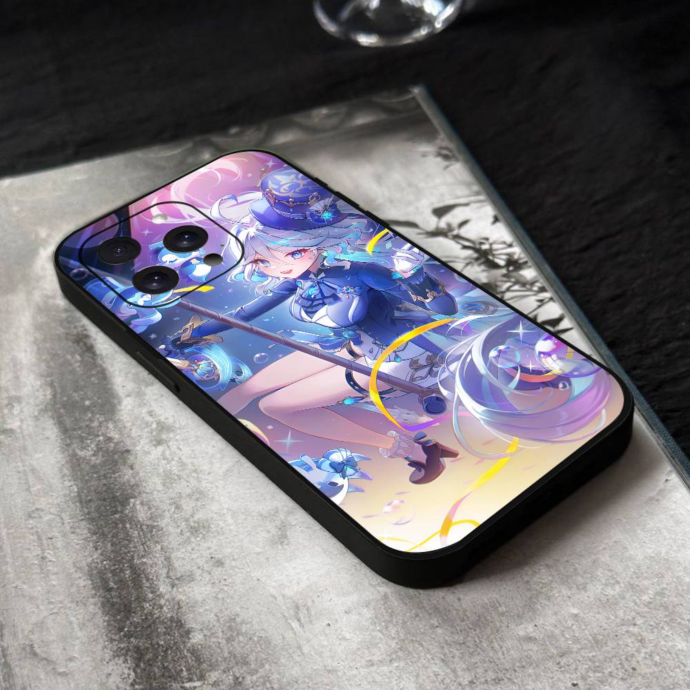 Game Genshin Impact Furina Phone Case Black Silicone Soft Shell For IPhone 17 16 15 14 13 12 11 Air Pro Max Plus Hot Sale