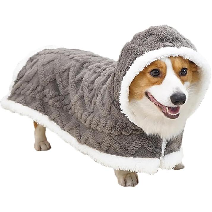 Накидка-плед для собак, для маленьких и средних собак, Худи-пальто для питомцев, Халаты для собак с капюшоном, Серый, Маленький Small серый
