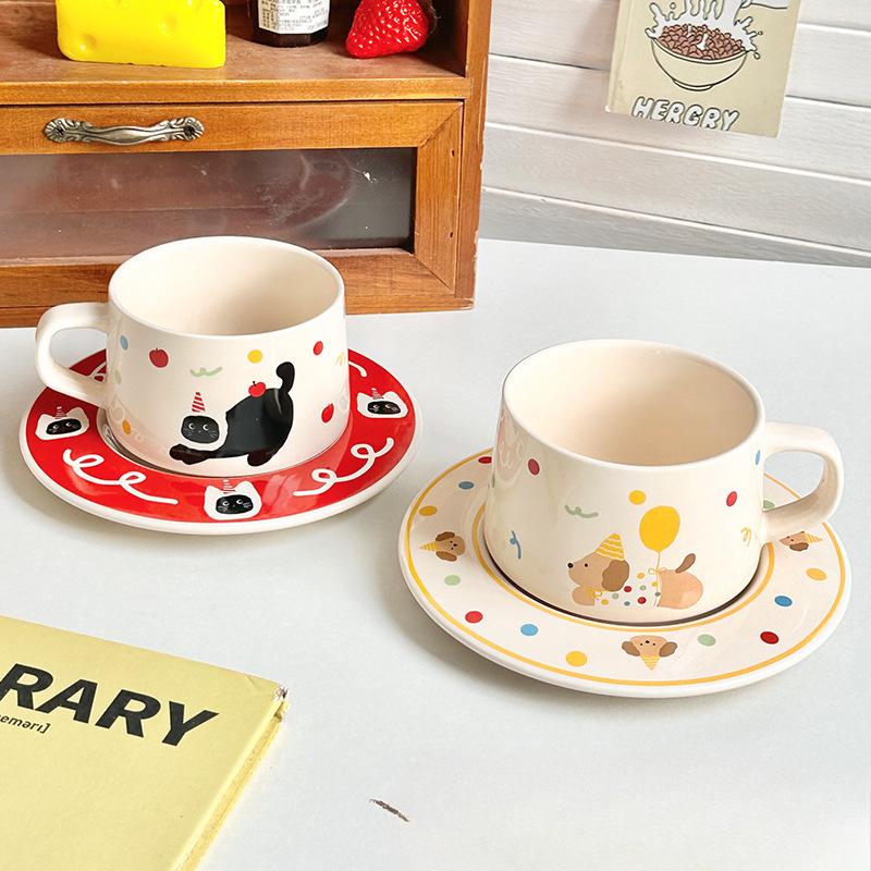Mug Ceramic Cup Water Cup Cute Coffee Cup Saucer Set Nordic Ins Simple and Beautiful Girls Cup