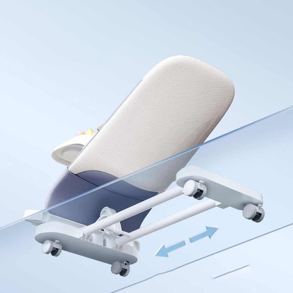 Bujany fotel dla niemowląt z wyjmowaną tacką na jedzenie, kółka uniwersalne, stopa, fortepian, muzyka, bujany fotel dla niemowląt