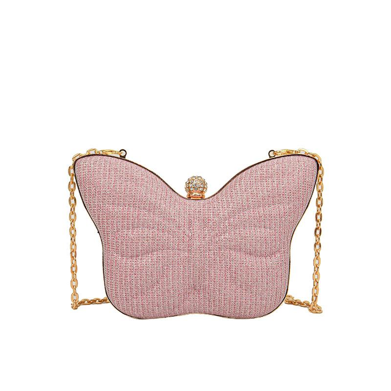 

Cute small bag 2025 new personalized creative butterfly foreign style girls shoulder chain crossbody mini lipstick bag рожевий