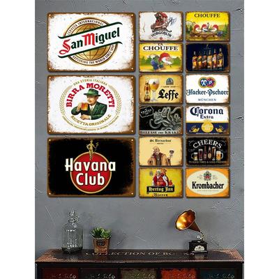 Vintage Bar Cocktail Tin Sign - Metal Plaque Wall Art, Man Cave Club Pub Decor, Home Iron Painting Decoration