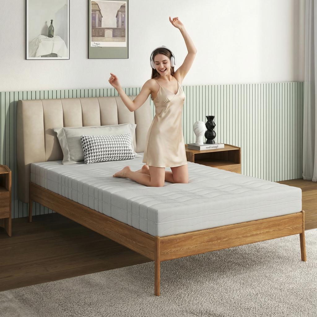 Mattress 140x200, Height 13cm, Ergonomic Cold Foam Mattress, Fabric with Soft Surface, Medium Firmness