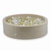 Dry pool 110x30cm Velvet Soft Beige with 400 balls: transparent, white, pearl, light gold, opalescent