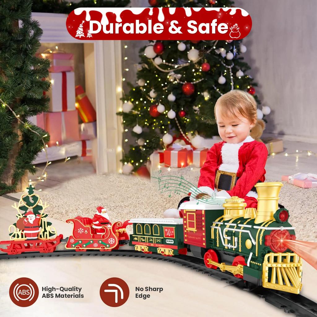 Christmas Electric Track Train Set Children Toy Railway Trains Cargo Car Model with Sounds Lights Kids New Year Xmas Gifts Decor