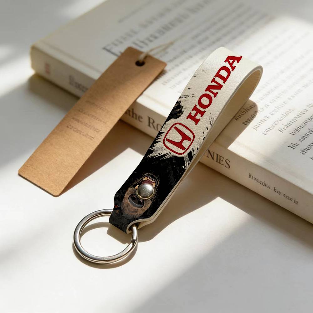 For Honda High Quality PU Leather Moto Keychain Vintage Style Key Pendant For Scooter Motocross TV7