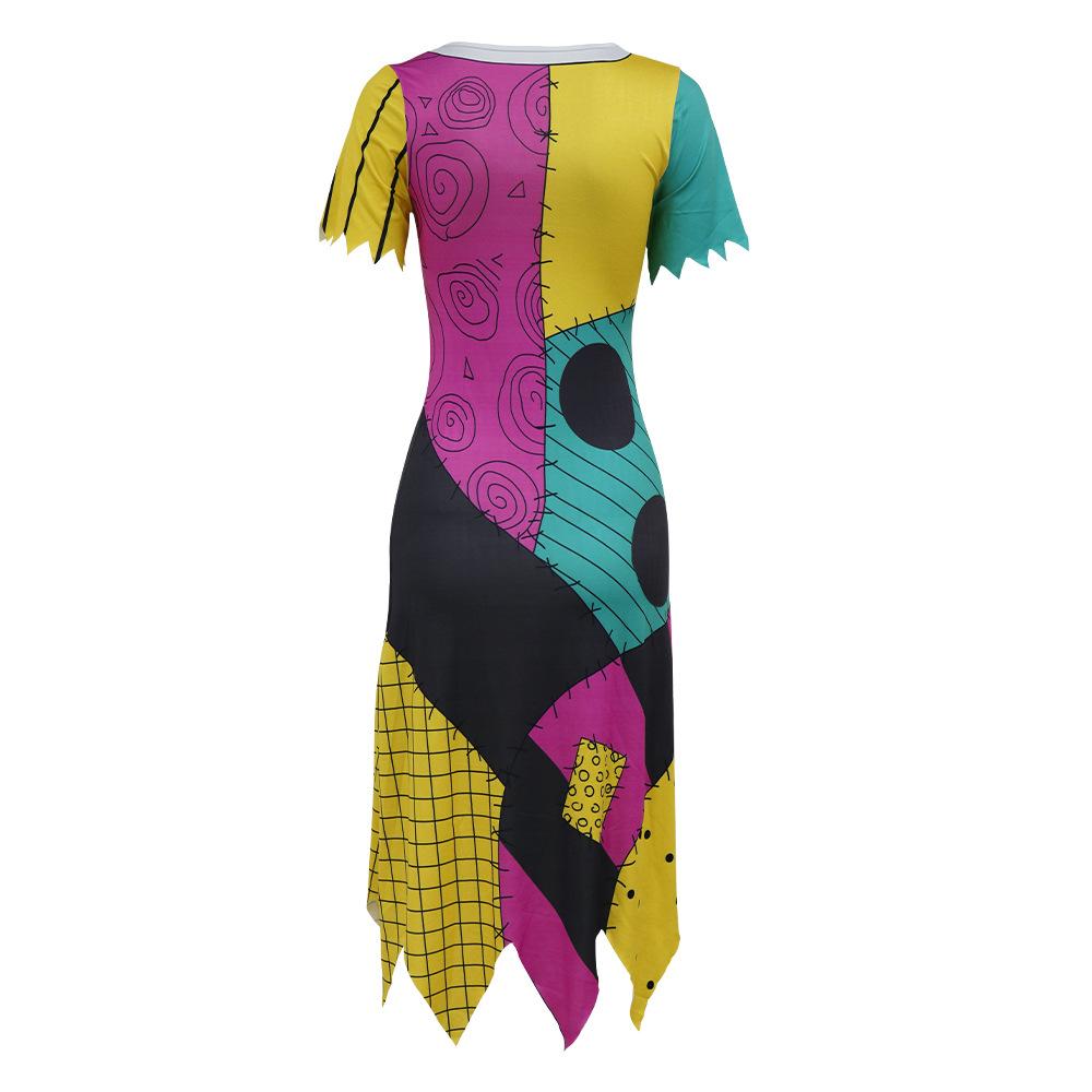 Halloween Costume Printed Dress Dark Wind Christmas Horror Night Sally Cosplay Dress Female