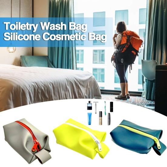 

Сумка для хранения макияжа на молнии, большая вместительная водонепроницаемая однотонная дорожная косметичка, необходимая сумка для хранения синий