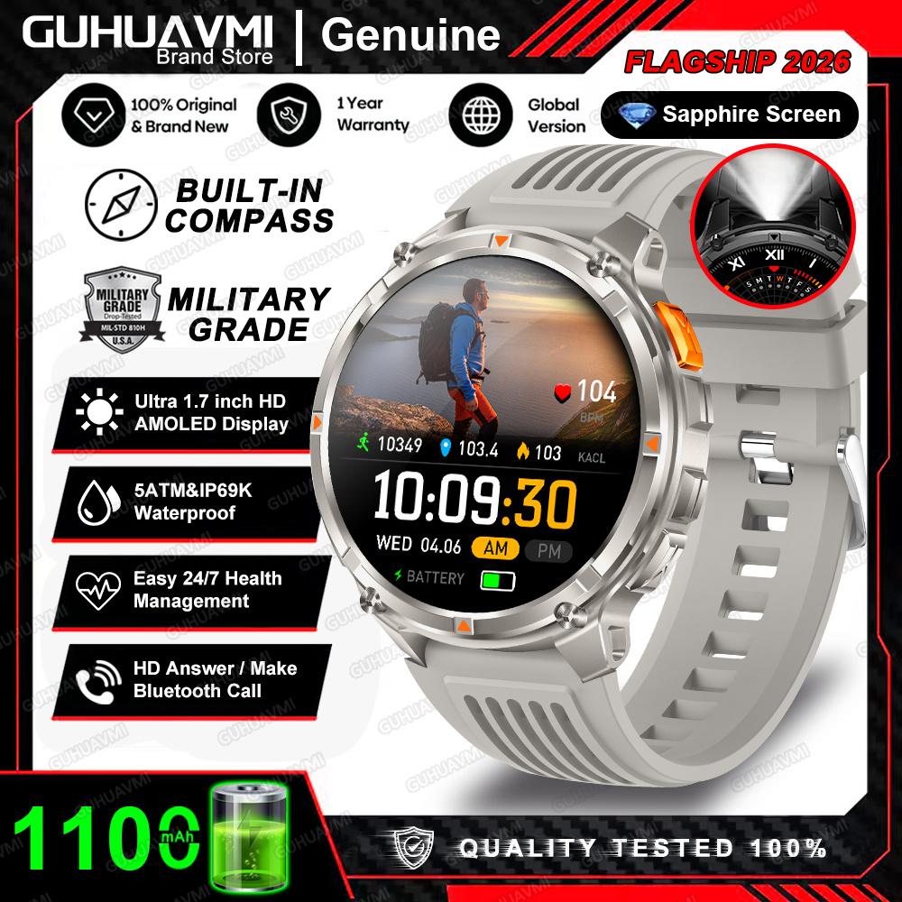 2026 New 1100mAh Battery Smart Watch GPS Path 5ATM Waterproof Sports Run Tracker Outdoors Compass Military Smartwatch