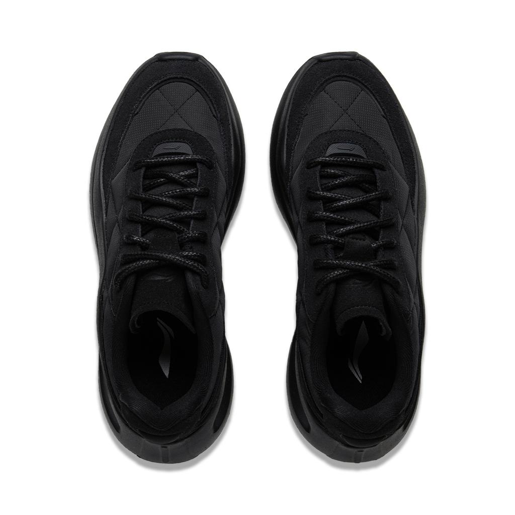 New LiNing Cloud Wave Lace Cushioned Anti Slip And Wear Resistant Lightweight Low Top Casual Shoes Men's Black AGLU299-2