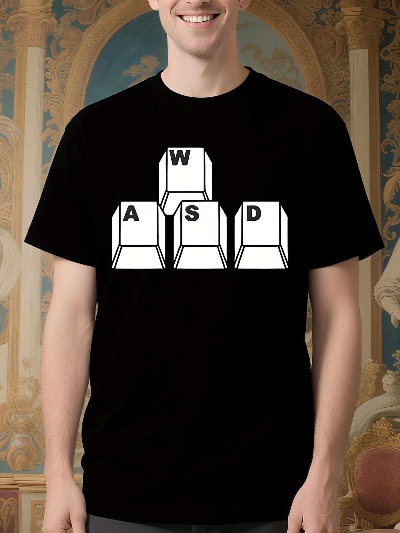 Gaming Keyboard Graphic Tshirt - WASD Layout Design - Bla... L
