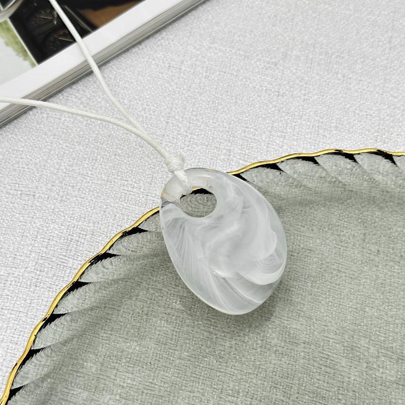 4 Colors Minimalist Wine Red Black Acrylic Long Pendant Necklace For Women Vintage Leather Rope Chain Sweater Chain New