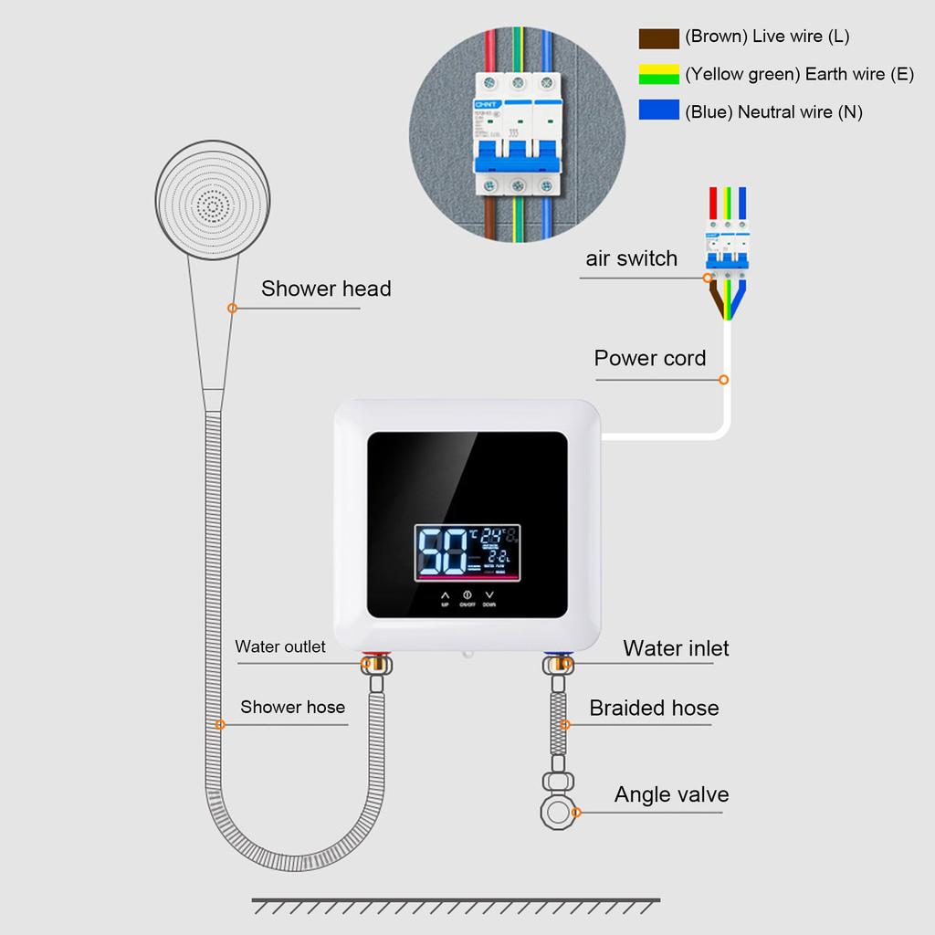 220V Ani Elektrikli Su Isıtıcı 7500W Ev Kullanımı Verimli Döküm Alüminyum Isıtıcı - Hızlı Duş İçin 30-55°C Sıcaklık Kontrolü
