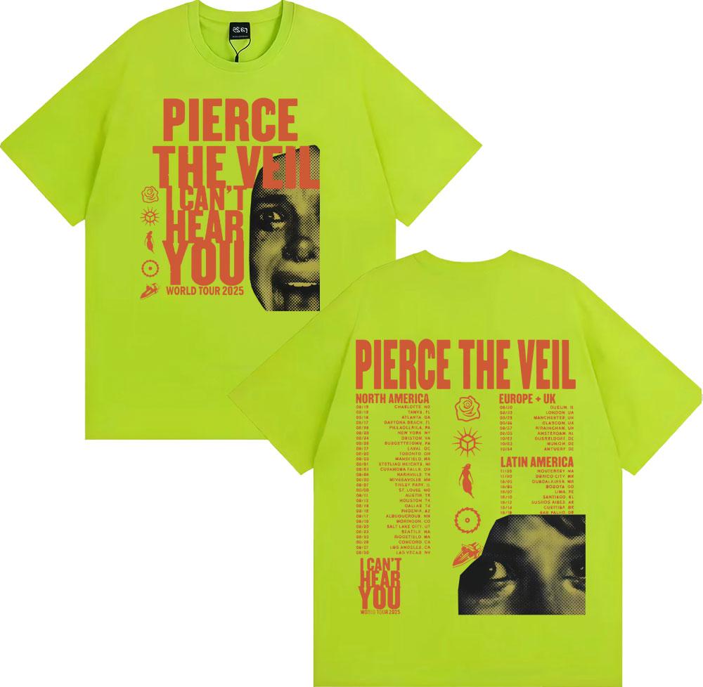 

Pierce The Veil I Can t Hear You Tour 2025 T Shirt Men Women Harajuku Hip Hop Rock Punk T-shirts Casual Cotton Oversized T-shirt 4XL