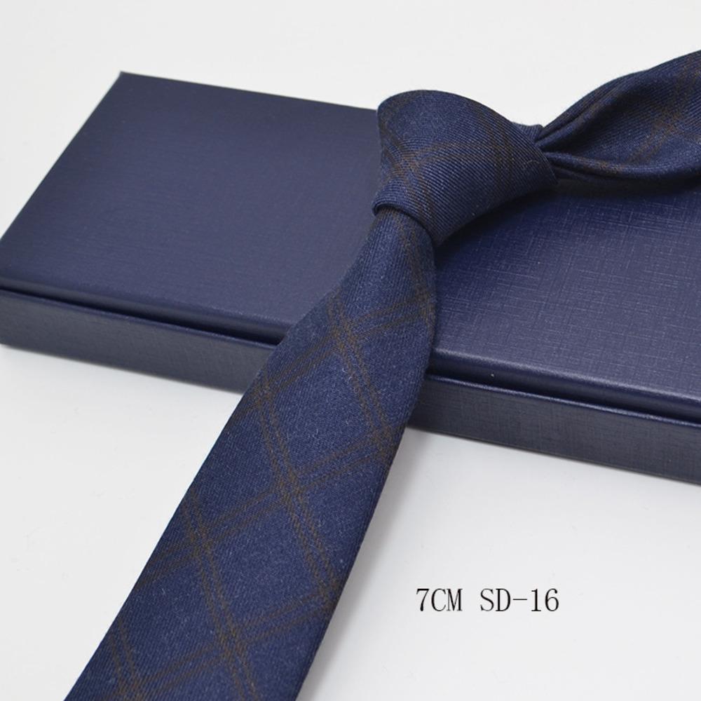 Luxury 7cm Grey Plaid Cotton Neck Ties For Men Soft TR Fabric Red Striped Neckties Casual Ties Wedding Party Groom Cravat Gift
