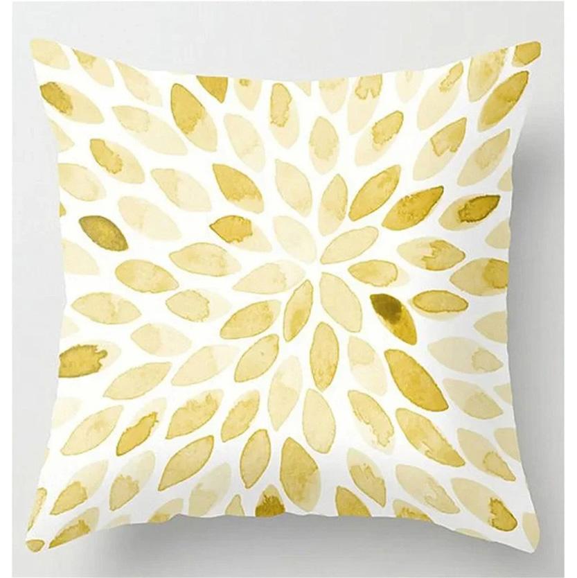 Home Decor Golden Leaf & Wave Pattern Pillow Covers Pattern Cushion Cover Suitable for Sofa Bedroom Car Pillow Cover