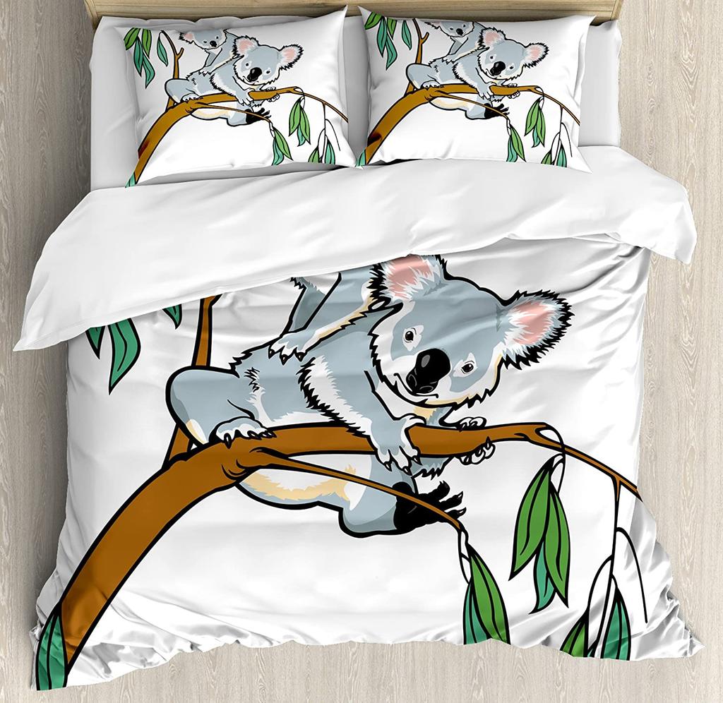 Comforter Nursery Bedding Set For Bedroom Bed Home Cartoon Style Zoo Animals Safari Jungle Mascots And