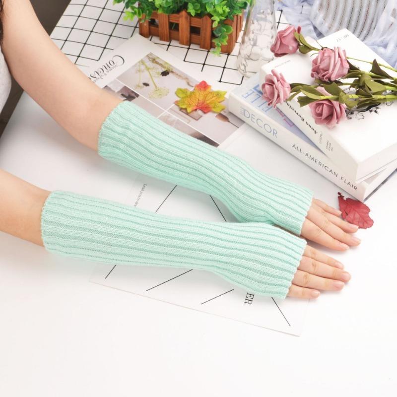 Gestrickte Armstulpen für Damen, fingerlose lange Handschuhe, Gothic-Lolita-Armstulpen, solide Handschuhe für Mädchen