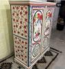 Hand Painted Indian Wood Cabinet: Colorful Floral Bedroom Sideboard