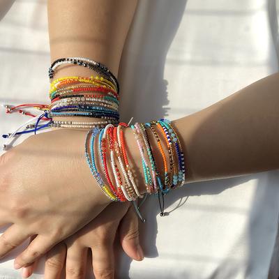 Bohemian Handgewebte Perlenarmbänder Sommer Strandfarbe Geflochtene Seilarmbänder mit Perlen Geeignet für Frauen