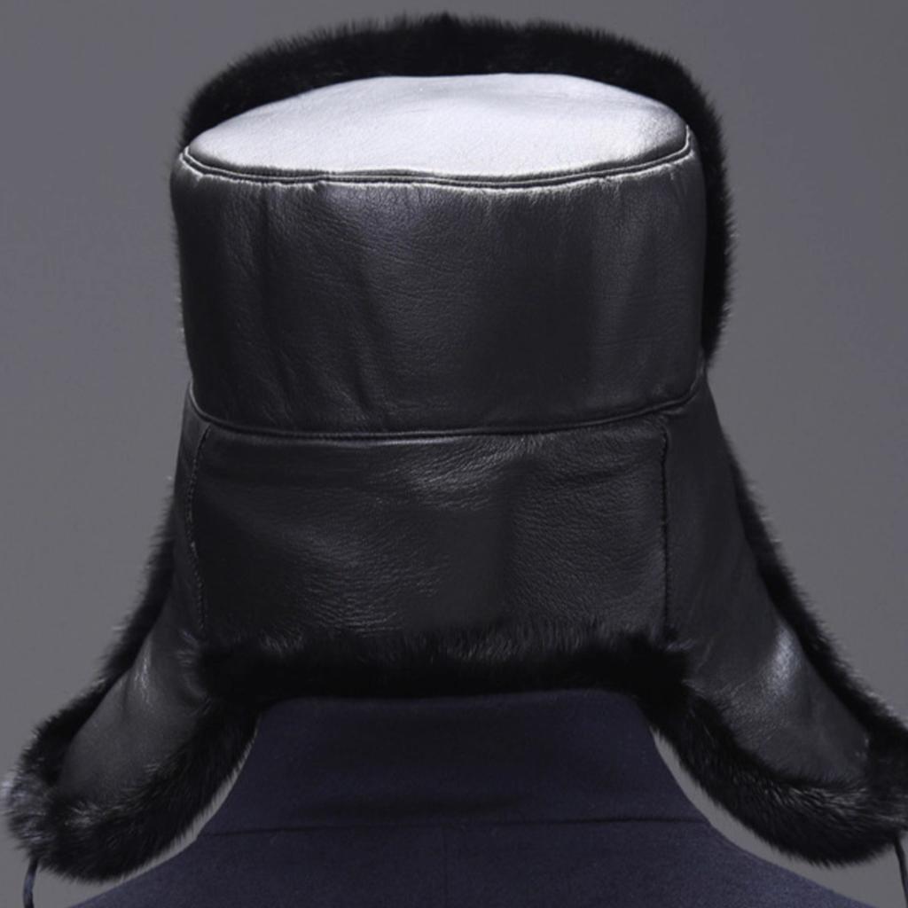 Cheney Fox Mink Hat Male Middle-aged and Elderly Outdoor Warmth in Winter Leather Ear Protection Whole Mink Fur Hat