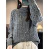 Thickened Half-high Neck Twisted Flower Cardigan for Women In Autumn and Winter New Skin-friendly and Warm Versatile Cashmere Knitted Base Shirt