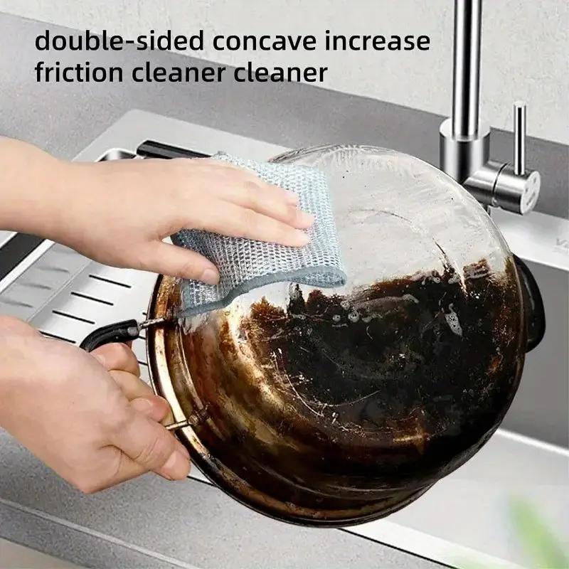 10pcs Microfiber Steel Wire Soap Pad - Double-sided Kitchen Dish Scrubber for Cutlery and Cookware KTY