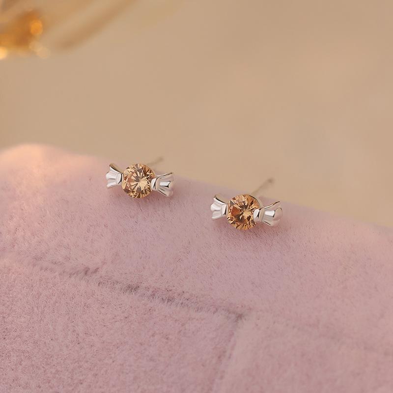 Sweet Candy Zircon Earrings for Women Cute Children's Fun Creative Gentle Ins Style Earrings