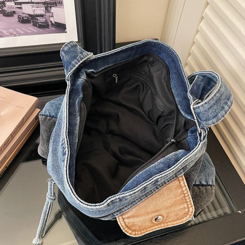 New Fashi Denim Shoulder Bag Casual Patchwork Crossbody Bag Large Capacity Trendy Fashiable and Versatile Commuting Bag