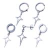 Stainless Steel Korean Style Ear Cuff Cross Star Dangle Earring Clip Earring Men Hoop Earring