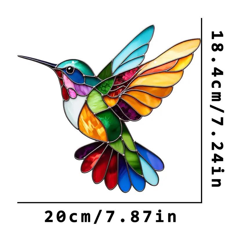 Hummingbird Stained Suncatcher Wall Acrylic Panel Window Home Room Decor Colorful Bird Plaque Hanging Pendant Garden Ornament