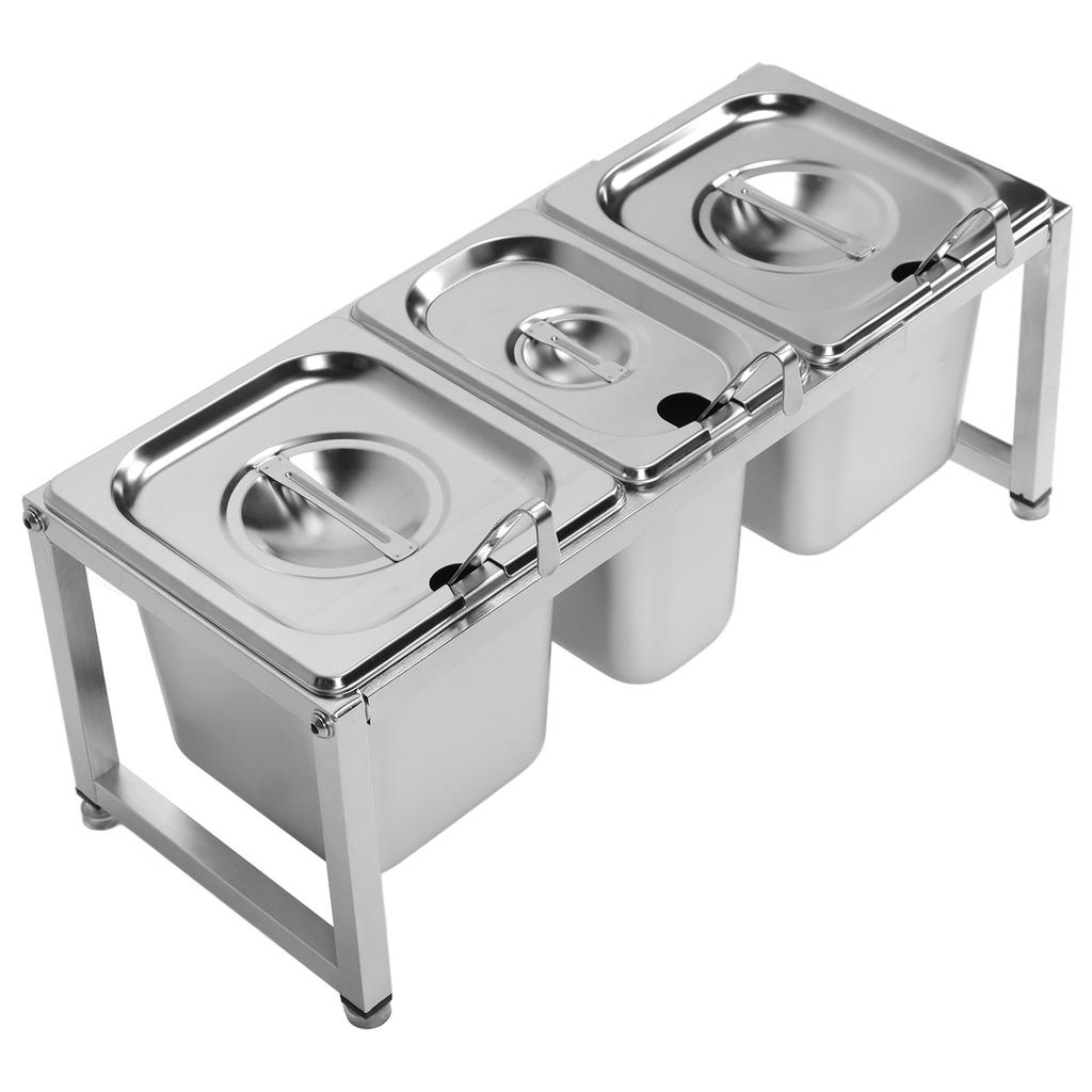 Stainless Steel Telescopic Jam Pot with Holder Condiment Dispenser Rack Milk Tea Shop Jam Basin Stand No.27 2pcs 2.2L