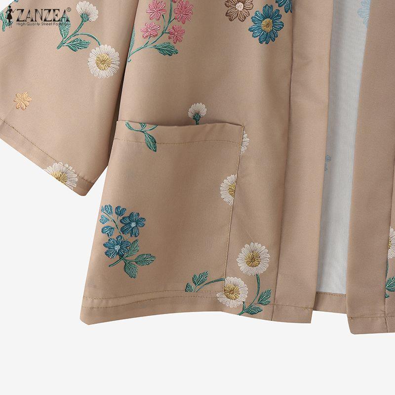 ZANZEA Women Floral Print Casual Long Sleeve Cardigan Blouse
