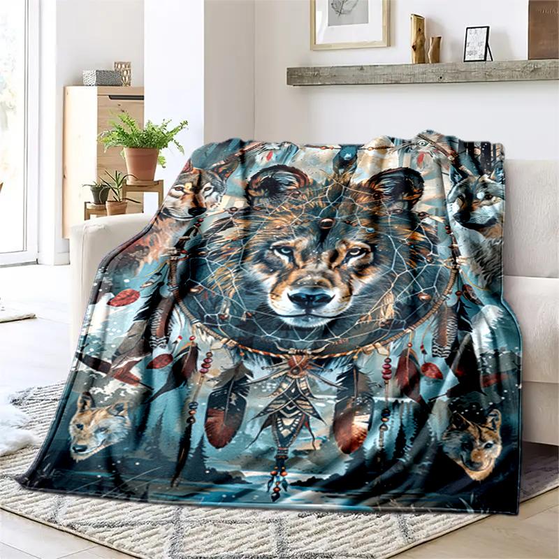 1PC Wolf Elements printed blanket, all season lightweight home office outdoor nap multifunctional blanket A7