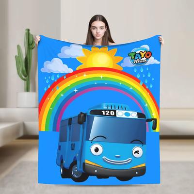 Blanket Coral Fleece Plush Summer Air Conditioning Tayos Little Bus Multifunction Throw Blanket for Bed Couch Plush Thin Quilt