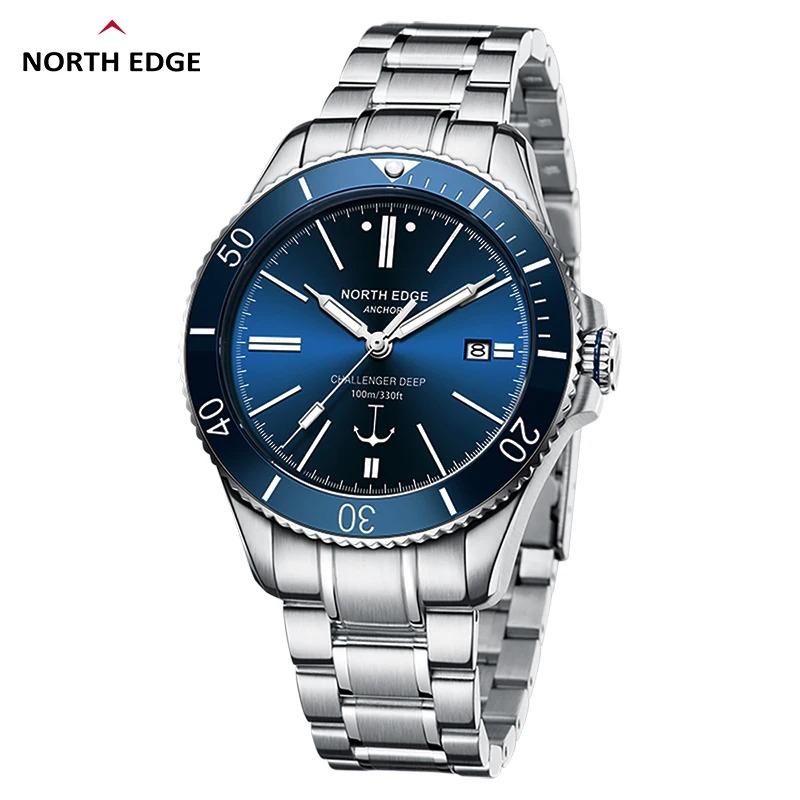 NORTH EDGE Pánské mechanické náramkové hodinky ANCHOR 42MM Luxusní safírové sklo MIYOTA 8215 Automatické hodinky 10bar Vodotěsné hodinky Pánské